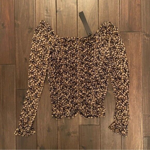 Jane + Delancey Yellow & Black Floral Blouse M NWT - Picture 5 of 5